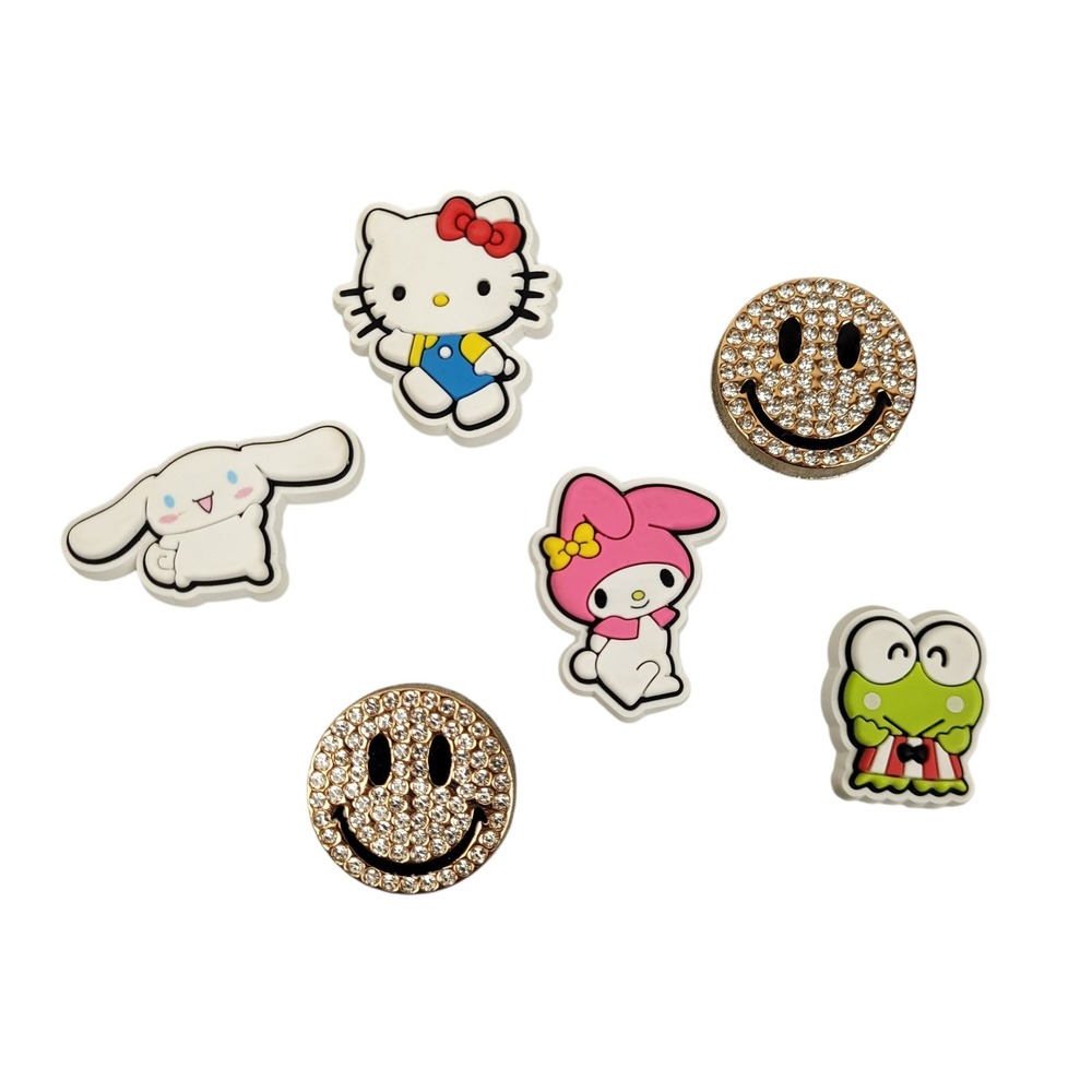 Crocs Jibbitz Hello Kitty Friends Sanrio Charms 6 Pc Bundle My Melody Smilelys